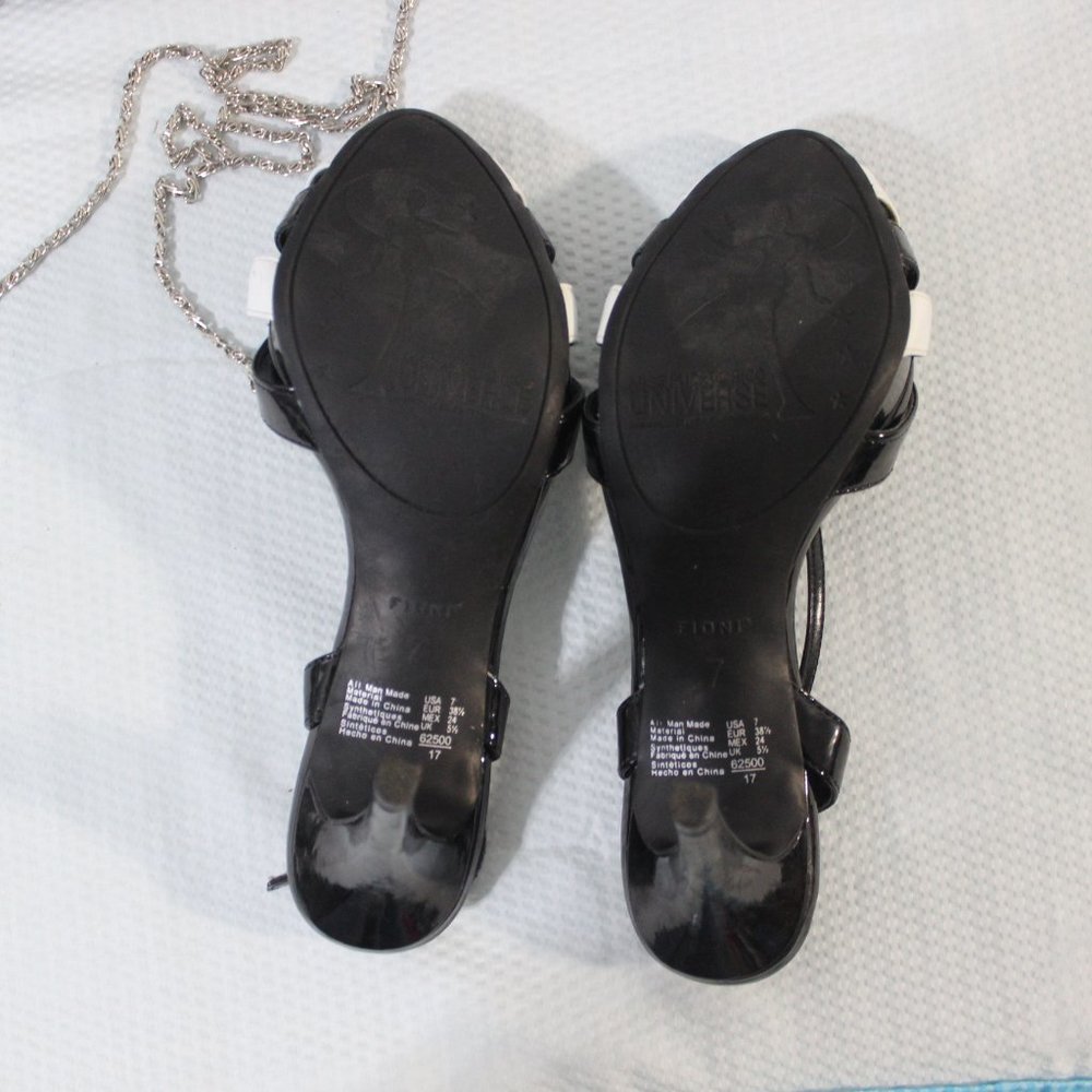 π€ Fioni Black White Patent Stiletto Heels Size 7 - Picture 10 of 11